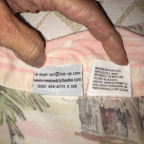 Pink Hawaiian Outfit Capri Sz Med and Button Up Shirt  Sz Lg Weekend Clothesline - Picture 11 of 11